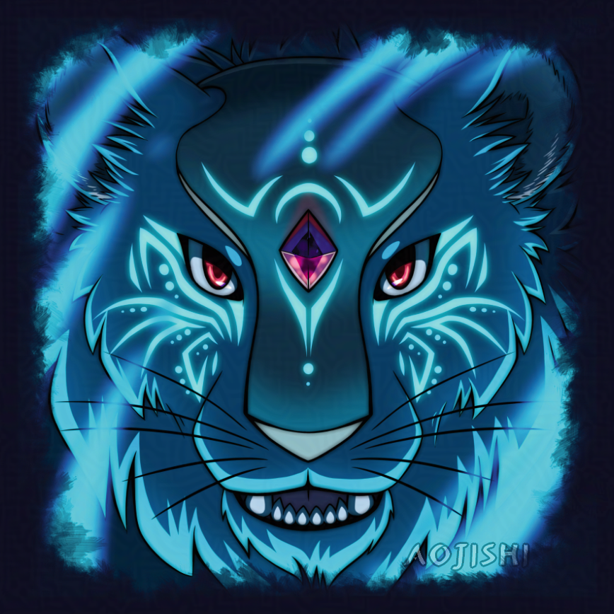 Profilbild von Aojishi mit einem blauen Tiger mit einem roten Edelstein auf der Stirn